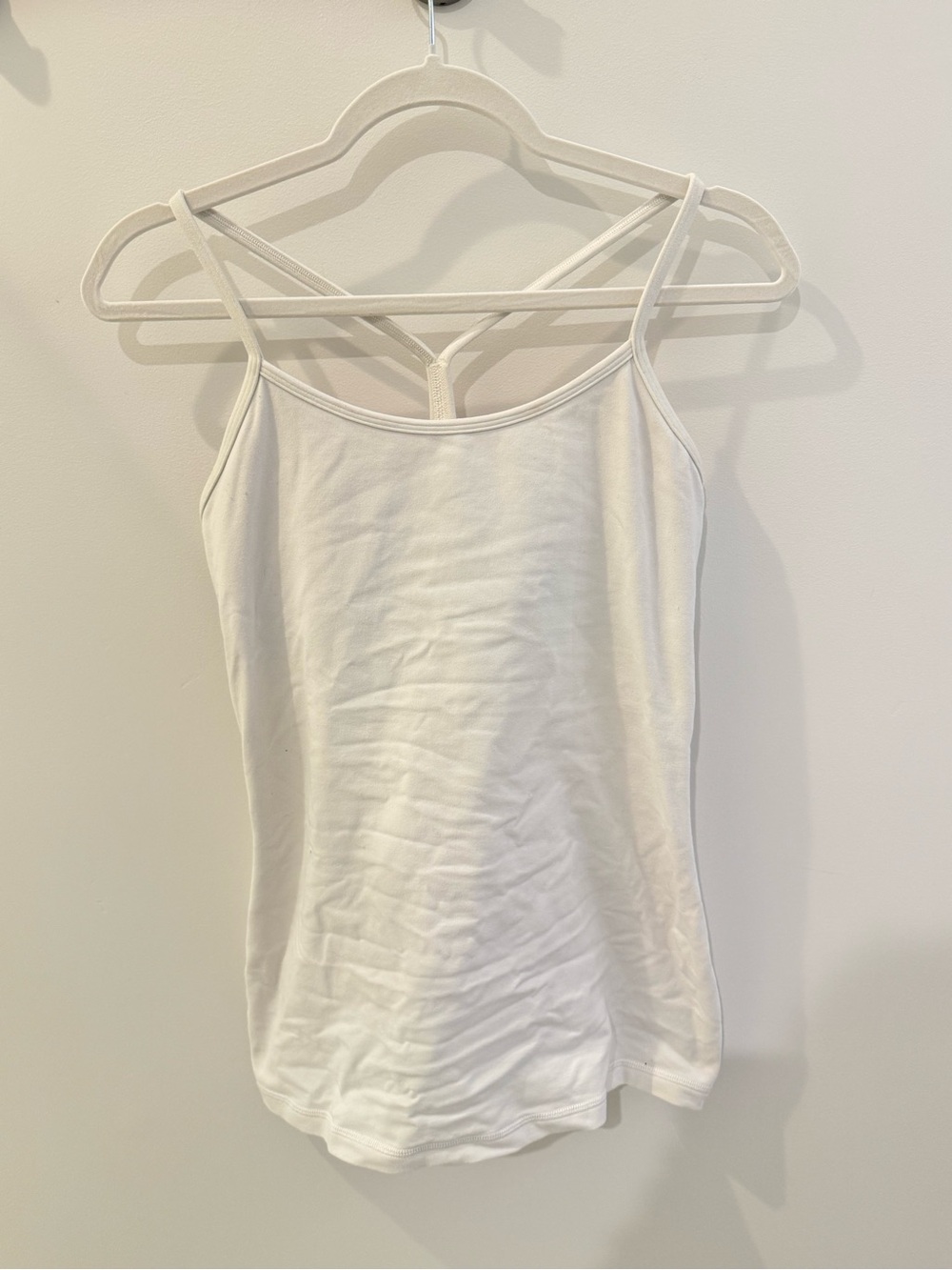 Lululemon Power Y Luon Tank Top Size 8 white with Shelf Bra